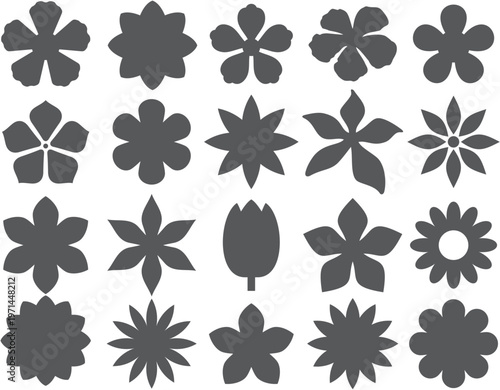 Flower shapes silhouette set