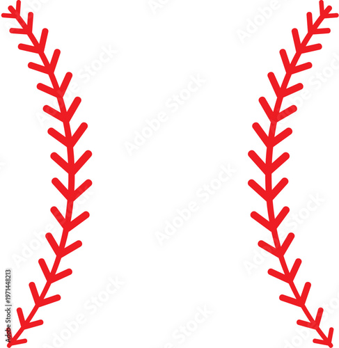 Red baseball laces stitches icon
