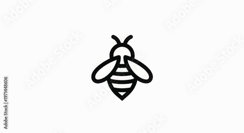 Black and White Bee Illustration Design.