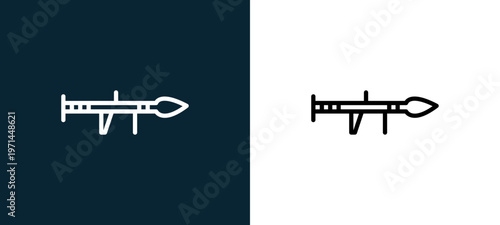 Фотография Two-color bazooka outline icon pair in black and white, editable stroke vector i