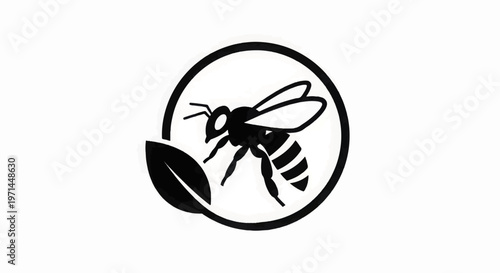 Black Bee Icon in Circle Logo.