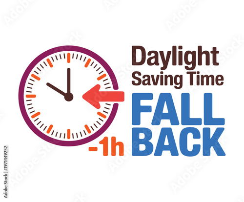 Daylight Saving Time Fall Back Clock Concept.