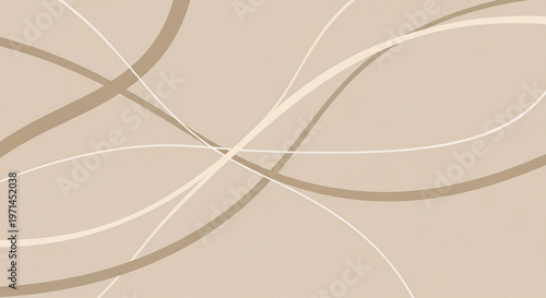Minimal Beige Curved Lines Abstract Background
