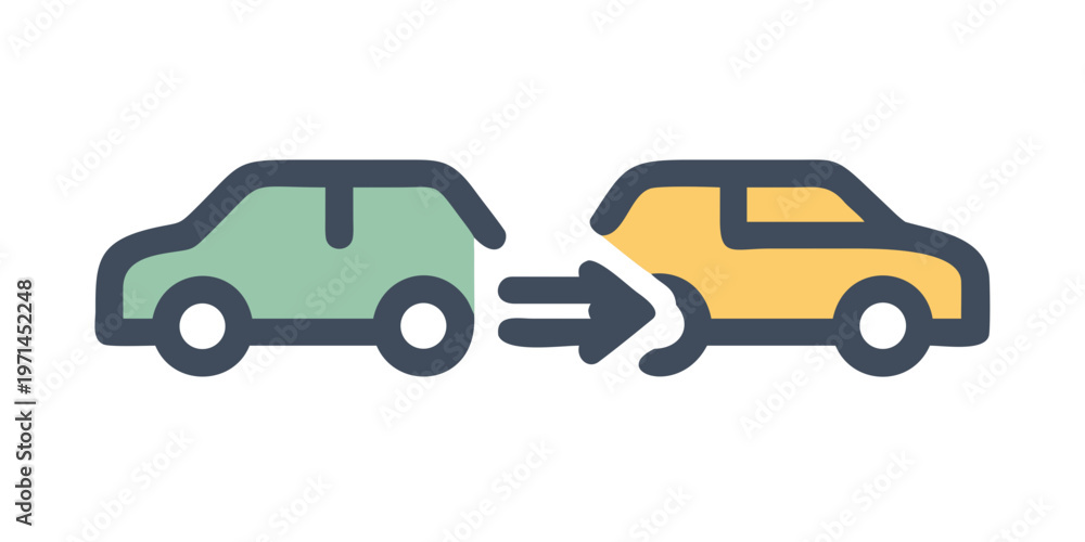 Obraz premium Car merging concept in clear style, illustration for traffic management,