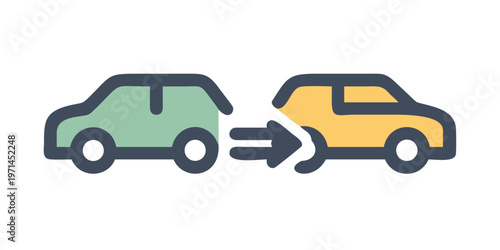 Car merging concept in clear style, illustration for traffic management, 
