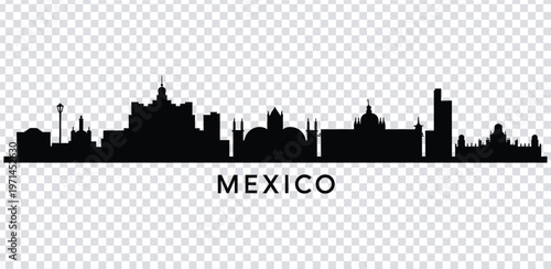 Vector illustration black silhouette of mexico city skyline