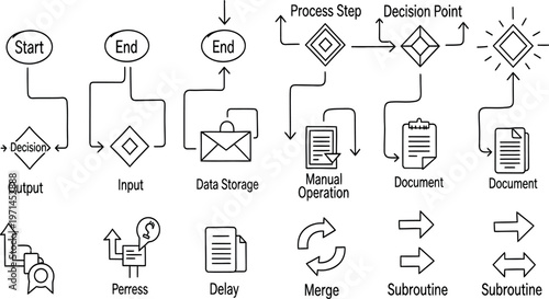 Technical drawing of industrial pipeline and instrumentation symbols for process control systems