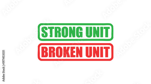 Clear contrast between a strong, functional element and a broken, non-functional one.