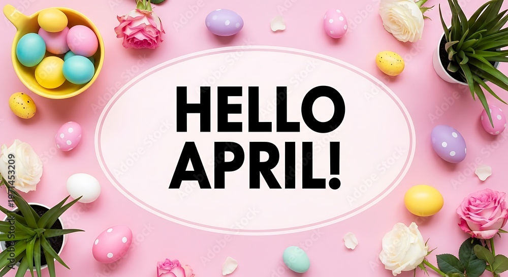 Obraz premium Celebrating the arrival of april with colorful easter eggs and vibrant spring decorations