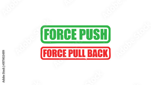 Force and Motion: Conceptual visual. Force Push and Force Pull Back, represent fundamental actions and the essence of dynamics.