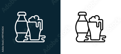 Two-color outline icon pair in black and white, editable stroke vector illustration for web, mobile apps, UI design, branding, and print from beverage