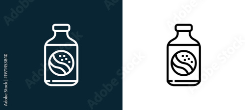 Two-color soda outline icon pair in black and white, editable stroke vector illustration for web, mobile apps, UI design, branding, and print from beverage