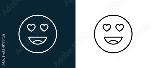 Two-color in love outline icon pair in black and white, editable stroke vector illustration for web, mobile apps, UI design, branding, and print from emoji