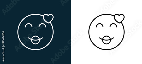 Two-color in love outline icon pair in black and white, editable stroke vector illustration for web, mobile apps, UI design, branding, and print from emoji