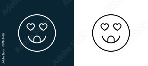 Two-color in love outline icon pair in black and white, editable stroke vector illustration for web, mobile apps, UI design, branding, and print from emoji