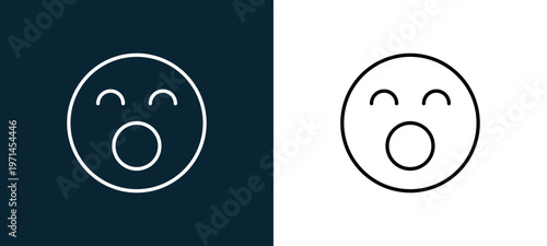 Two-color shocked outline icon pair in black and white, editable stroke vector illustration for web, mobile apps, UI design, branding, and print from emoji