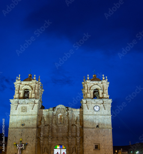 cathedral at night in Puno 
