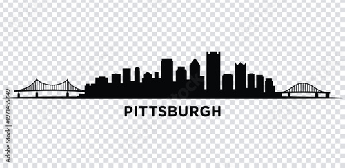 Vector illustration pittsburgh city skyline silhouette with bridges