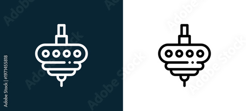 Two-color spinner outline icon pair in black and white, editable stroke vector illustration for web, mobile apps, UI design, branding, and print from children toys