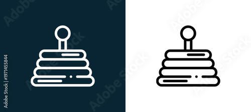 Two-color pyramid outline icon pair in black and white, editable stroke vector illustration for web, mobile apps, UI design, branding, and print from children toys