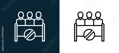 Two-color protester outline icon pair in black and white, editable stroke vector illustration for web, mobile apps, UI design, branding, and print from CORRUPTION ELEMENTS
