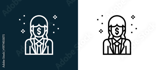 Two-color bribery outline icon pair in black and white, editable stroke vector illustration for web, mobile apps, UI design, branding, and print from CORRUPTION ELEMENTS