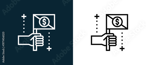Two-color resist outline icon pair in black and white, editable stroke vector illustration for web, mobile apps, UI design, branding, and print from CORRUPTION ELEMENTS