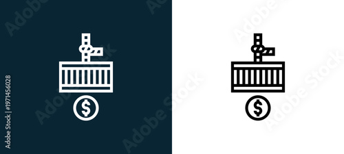 Two-color trap outline icon pair in black and white, editable stroke vector illustration for web, mobile apps, UI design, branding, and print from CORRUPTION ELEMENTS