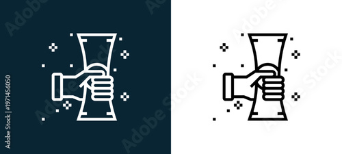 Two-color suborn outline icon pair in black and white, editable stroke vector illustration for web, mobile apps, UI design, branding, and print from CORRUPTION ELEMENTS