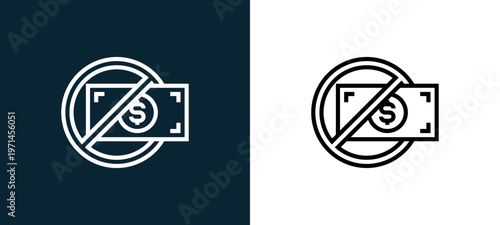 Two-color forbidden outline icon pair in black and white, editable stroke vector illustration for web, mobile apps, UI design, branding, and print from CORRUPTION ELEMENTS