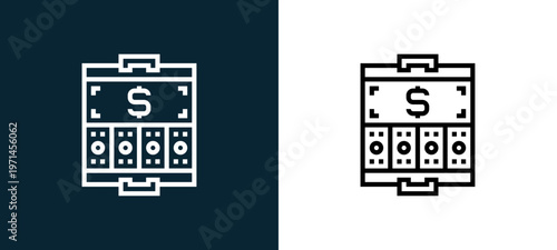 Two-color baggage outline icon pair in black and white, editable stroke vector illustration for web, mobile apps, UI design, branding, and print from CORRUPTION ELEMENTS