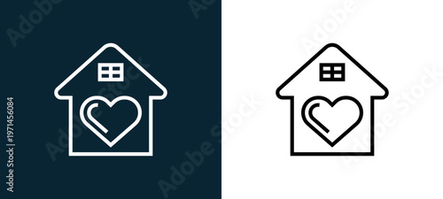 Two-color assistance outline icon pair in black and white, editable stroke vector illustration for web, mobile apps, UI design, branding, and print from charity elements