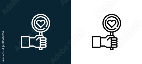 Two-color generosity outline icon pair in black and white, editable stroke vector illustration for web, mobile apps, UI design, branding, and print from charity elements