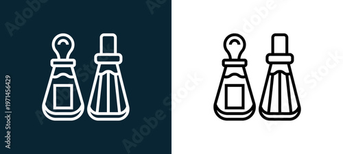 Two-color spices outline icon pair in black and white, editable stroke vector illustration for web, mobile apps, UI design, branding, and print from and grill