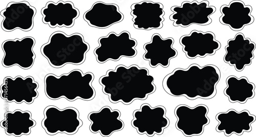 Cuadro en lienzo Abstract black shapes on white background a collection of irregular forms