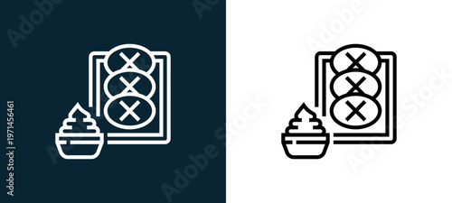 Two-color sauce outline icon pair in black and white, editable stroke vector illustration for web, mobile apps, UI design, branding, and print from and grill