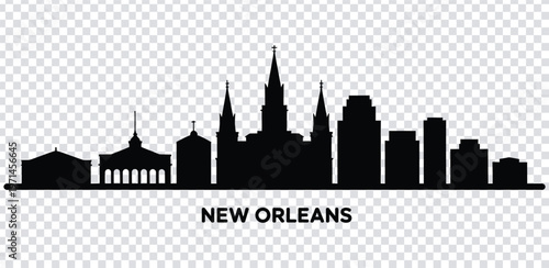 Vector illustration new orleans city skyline silhouette with iconic buildings
