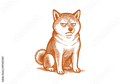 Shiba Inu hand drawn simple sketch vector illustration