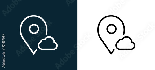 Two-color placeholder outline icon pair in black and white, editable stroke vector illustration for web, mobile apps, UI design, branding, and print from interaction set