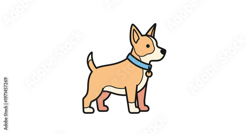 Cartoon dog with blue collar.