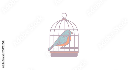 Colorful Bird in a Cage.