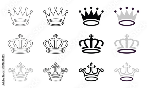 Collection of royal crowns diverse styles and designs