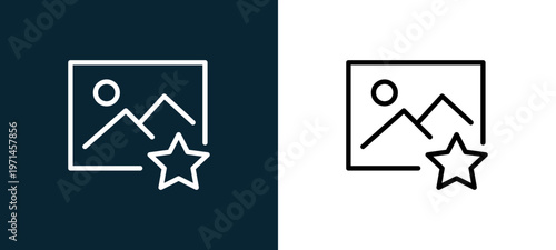 Two-color image outline icon pair in black and white, editable stroke vector illustration for web, mobile apps, UI design, branding, and print from interaction set