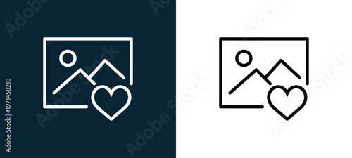 Two-color image outline icon pair in black and white, editable stroke vector illustration for web, mobile apps, UI design, branding, and print from interaction set