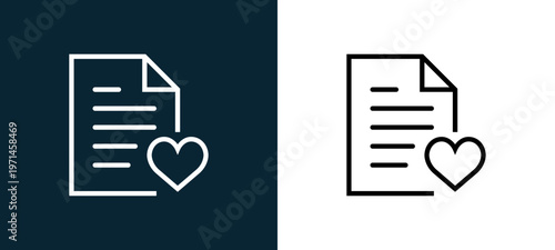 Two-color file outline icon pair in black and white, editable stroke vector illustration for web, mobile apps, UI design, branding, and print from interaction set