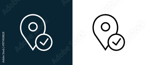 Two-color placeholder outline icon pair in black and white, editable stroke vector illustration for web, mobile apps, UI design, branding, and print from interaction set