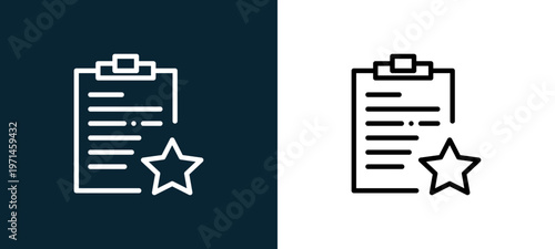 Two-color notepad outline icon pair in black and white, editable stroke vector illustration for web, mobile apps, UI design, branding, and print from interaction set