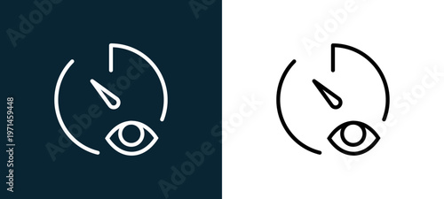 Two-color stopwatch outline icon pair in black and white, editable stroke vector illustration for web, mobile apps, UI design, branding, and print from interaction set