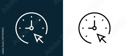 Two-color outline icon pair in black and white, editable stroke vector illustration for web, mobile apps, UI design, branding, and print from interaction set