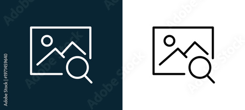 Two-color image outline icon pair in black and white, editable stroke vector illustration for web, mobile apps, UI design, branding, and print from interaction set